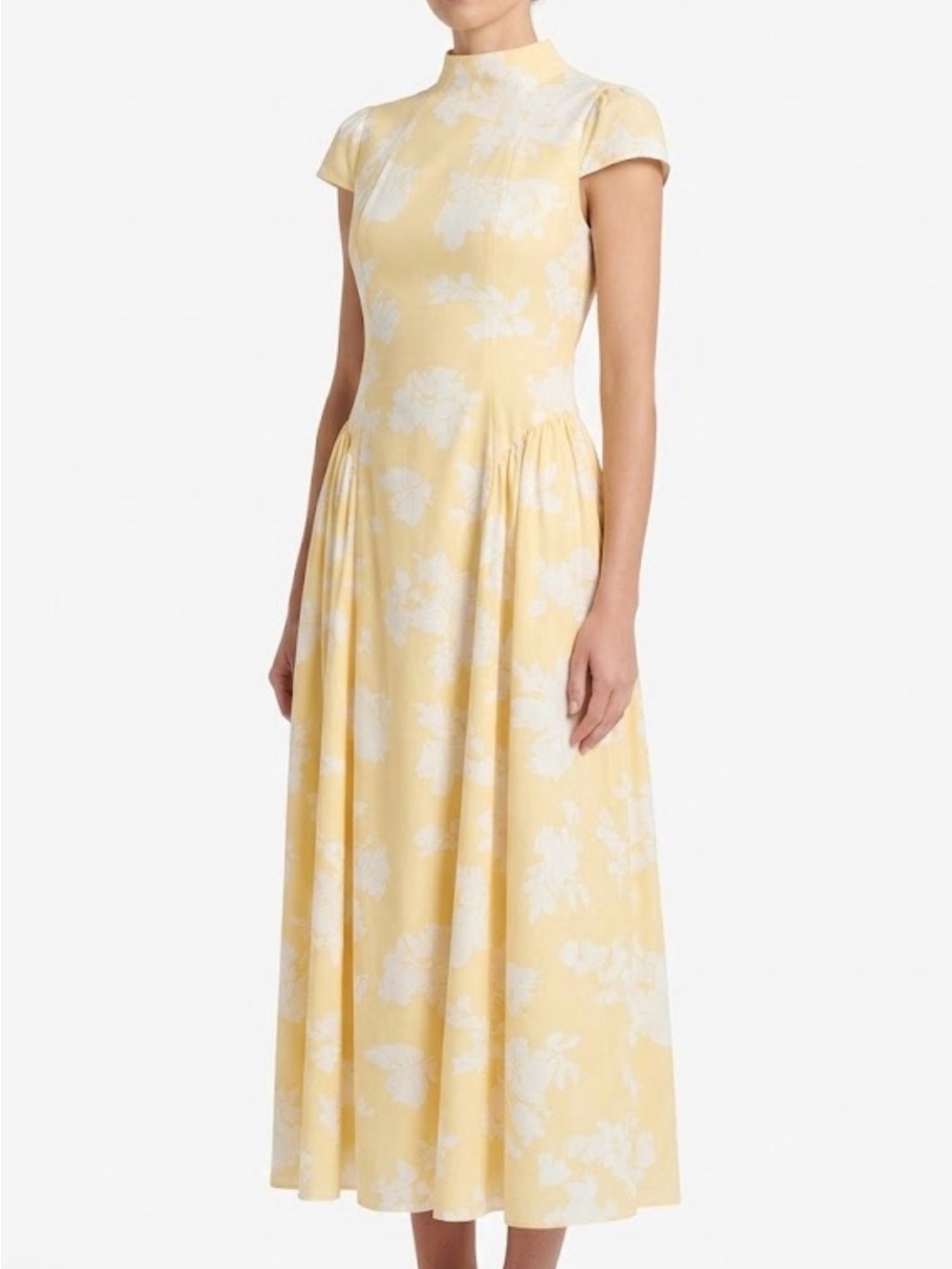 Linen Vibes Maxi Floral Dress Size L Yellow And White. Elegant. Tie In Back